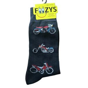 NWT Foozys Black Motorcycle Pattern Mens Casual Socks Size One Size